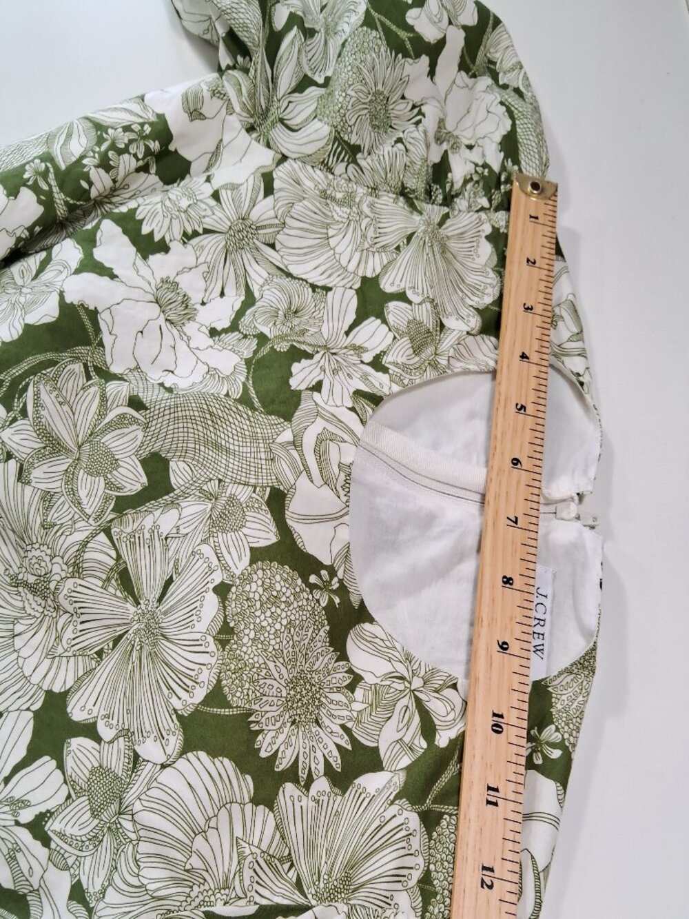 Jcrew x Liberty London Floral green and white cutout midi dress cotton - Picture 8 of 13